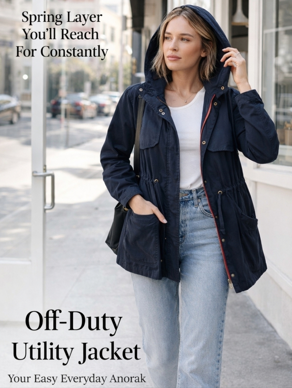 Olive & Oak Navy Utility Jacket with Hood